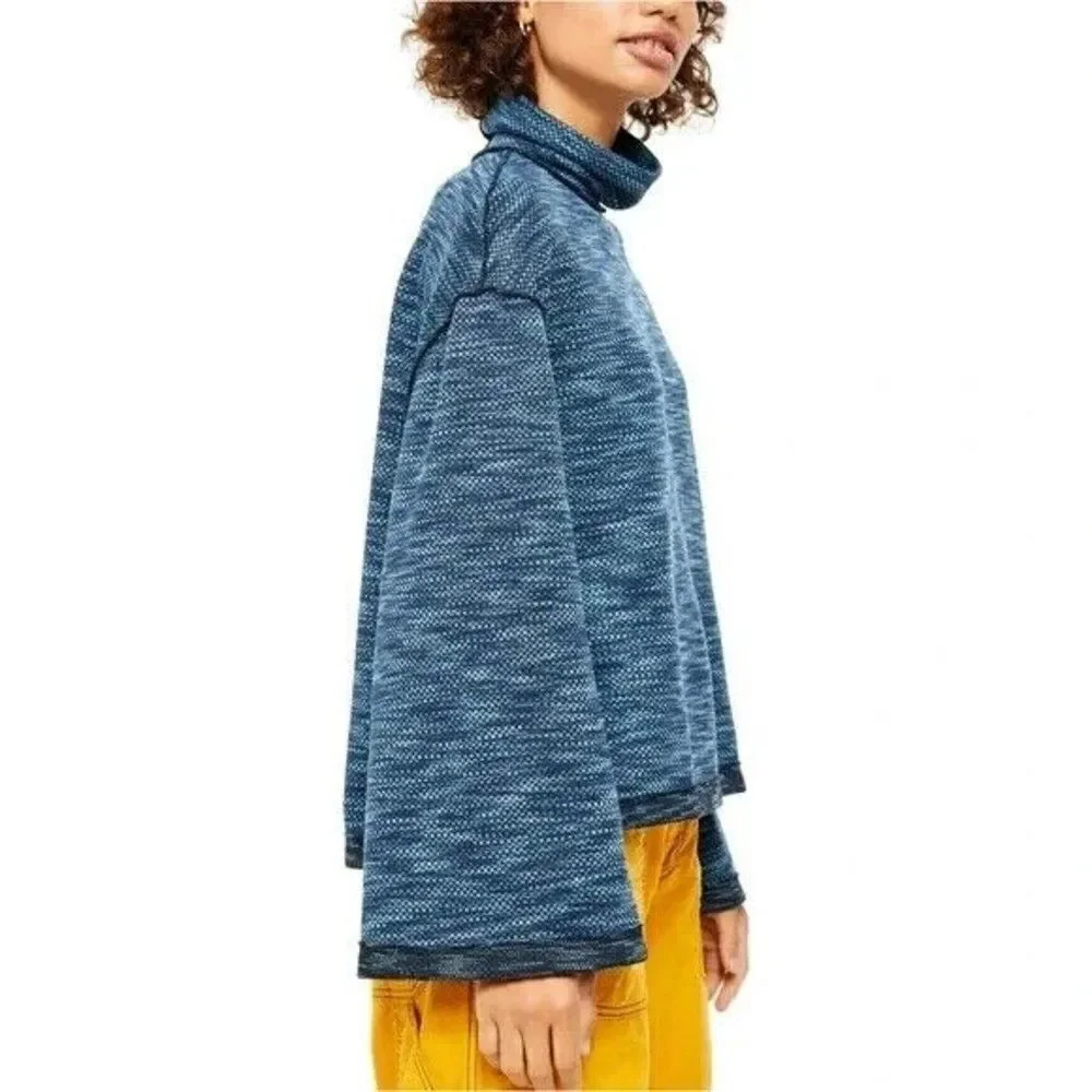 We The Free Free People Sunny Days Blue Kimono Sleeve Mock Neck Sweater M - Picture 11 of 11